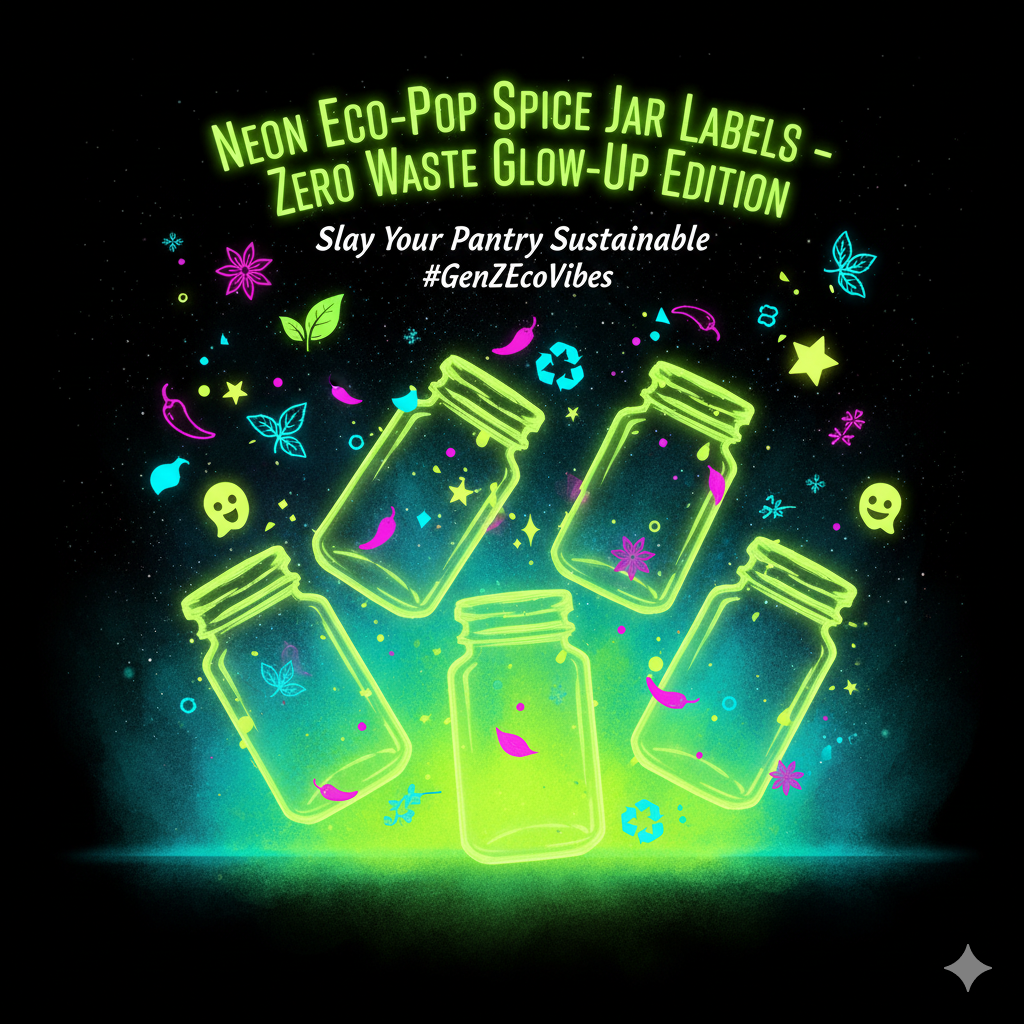 Neon Eco-Pop Spice Jar Labels – Zero Waste Glow-Up Edition - GreenKitchenEssentials