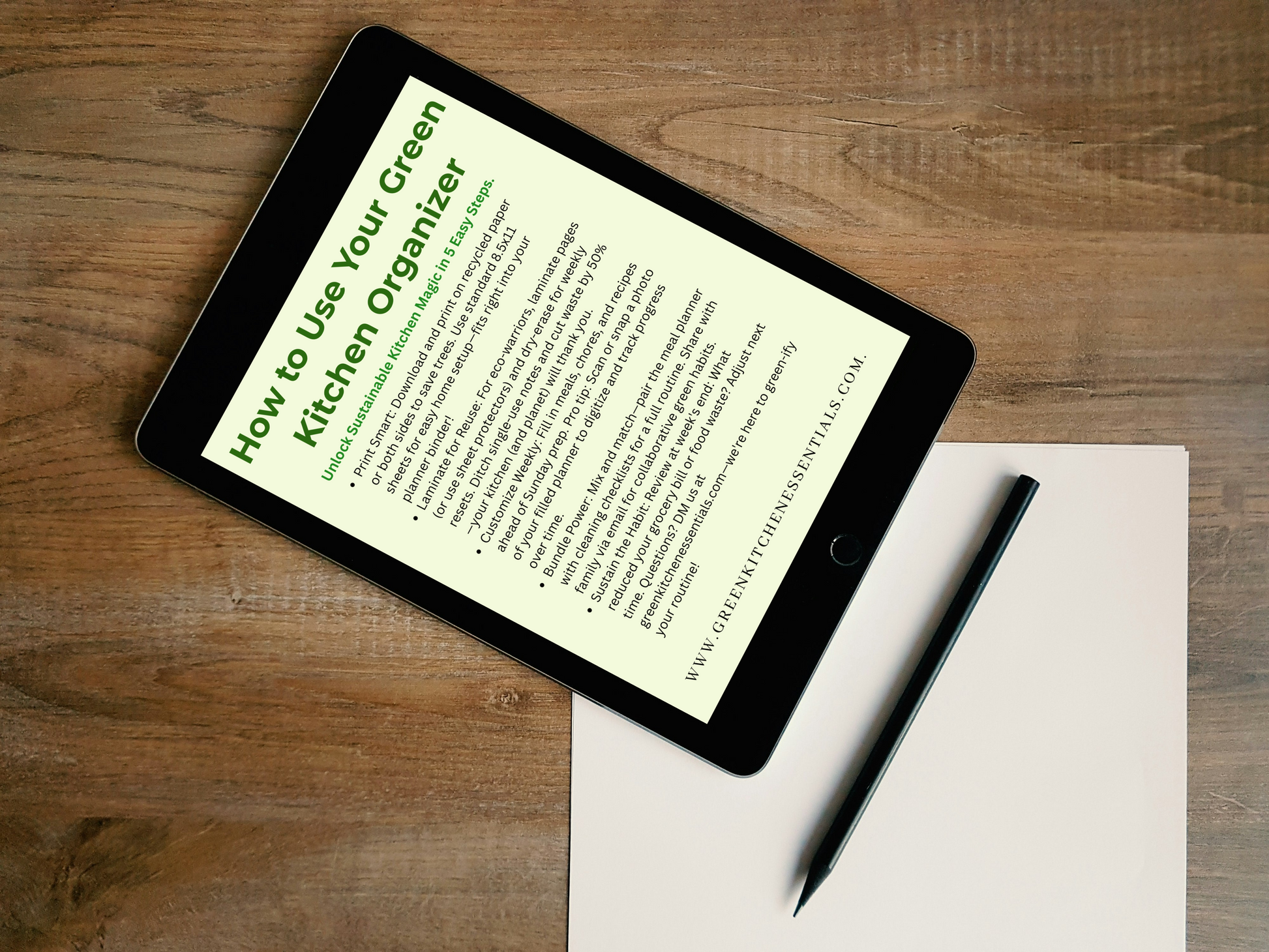 Eco Kitchen Organizer Bundle: Sustainable Meal Planners & More - GreenKitchenEssentials