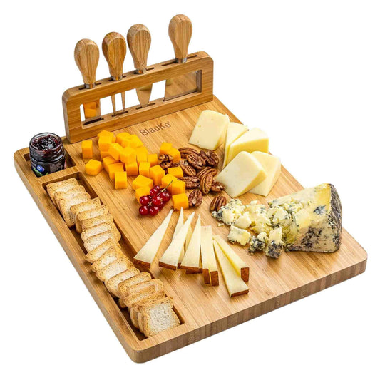 Bamboo Cheese Board and Knife Set | Sustainable Charcuterie - GreenKitchenEssentials