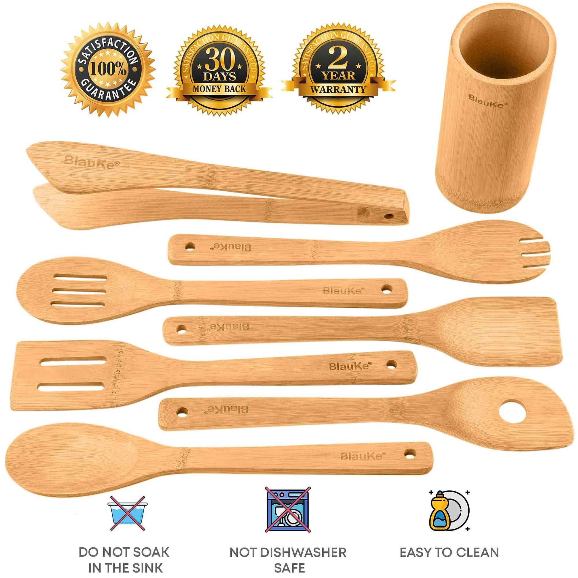 Bamboo Utensil Set 8 - Pc | Eco - Friendly Non - Scratch Kitchen Tools - GreenKitchenEssentials